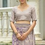Mesmeric Lavender Lucknowi Silk Saree With Energetic Blouse Piece