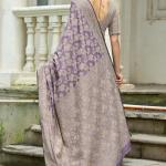 Mesmeric Lavender Lucknowi Silk Saree With Energetic Blouse Piece