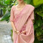 Ornate Light Pink Lucknowi Silk Saree With Fugacious Blouse Piece