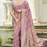 Unequalled Light Purple Lucknowi Silk Saree With Engrossing Blouse Piece