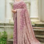 Unequalled Light Purple Lucknowi Silk Saree With Engrossing Blouse Piece
