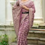 Unequalled Light Purple Lucknowi Silk Saree With Engrossing Blouse Piece
