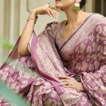 Unequalled Light Purple Lucknowi Silk Saree With Engrossing Blouse Piece