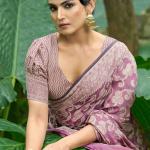 Unequalled Light Purple Lucknowi Silk Saree With Engrossing Blouse Piece