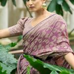 Unequalled Light Purple Lucknowi Silk Saree With Engrossing Blouse Piece