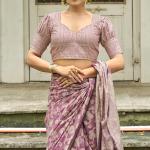 Unequalled Light Purple Lucknowi Silk Saree With Engrossing Blouse Piece