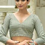 Twirling Sea Green Lucknowi Silk Saree With Outstanding Blouse Piece