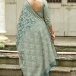 Twirling Sea Green Lucknowi Silk Saree With Outstanding Blouse Piece