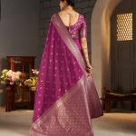 Elision Dark Pink Banarasi Silk Saree With Exceptional Blouse Piece