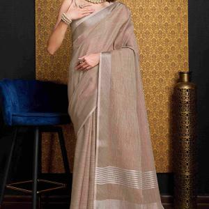 Moiety Brown Cotton Silk Saree With Resonant Blouse Piece