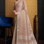 Moiety Brown Cotton Silk Saree With Resonant Blouse Piece