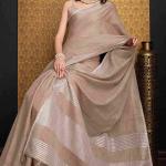 Moiety Brown Cotton Silk Saree With Resonant Blouse Piece