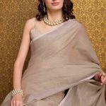 Moiety Brown Cotton Silk Saree With Resonant Blouse Piece