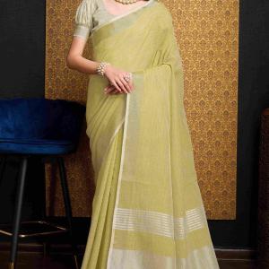 Super extravagant Mustard Cotton Silk Saree With Marvellous Blouse Piece