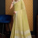 Super extravagant Mustard Cotton Silk Saree With Marvellous Blouse Piece