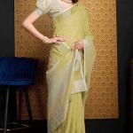 Super extravagant Mustard Cotton Silk Saree With Marvellous Blouse Piece