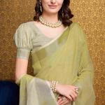 Super extravagant Mustard Cotton Silk Saree With Marvellous Blouse Piece