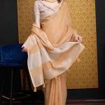 Seraphic Peach Cotton Silk Saree With Preferable Blouse Piece