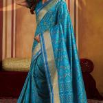 Transcendent Firozi Patola Silk Saree with Elegant Blouse Piece
