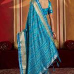 Transcendent Firozi Patola Silk Saree with Elegant Blouse Piece