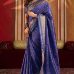 Evanescent Royal Blue Patola Silk Saree with Flaunt Blouse Piece