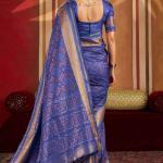 Evanescent Royal Blue Patola Silk Saree with Flaunt Blouse Piece