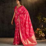 Sumptuous Dark Pink Pure Banarasi Silk Saree With Staggering Blouse Piece