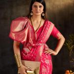 Sumptuous Dark Pink Pure Banarasi Silk Saree With Staggering Blouse Piece