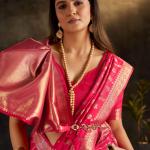 Sumptuous Dark Pink Pure Banarasi Silk Saree With Staggering Blouse Piece