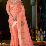 Fugacious Peach Cotton Silk Saree With Sophisticated Blouse Piece