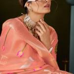 Fugacious Peach Cotton Silk Saree With Sophisticated Blouse Piece