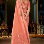 Fugacious Peach Cotton Silk Saree With Sophisticated Blouse Piece