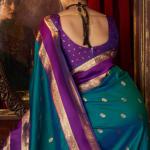 Grandiose Rama Pure Zari Weaving Banarasi Silk Saree With Stunner Blouse Piece