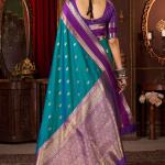Grandiose Rama Pure Zari Weaving Banarasi Silk Saree With Stunner Blouse Piece