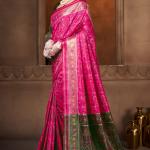 Fugacious Dark Pink Paithani Silk Saree With Nectarous Blouse Piece