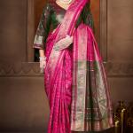 Fugacious Dark Pink Paithani Silk Saree With Nectarous Blouse Piece