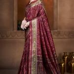 Glittering Maroon Paithani Silk Saree With Murmurous Blouse Piece