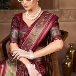 Glittering Maroon Paithani Silk Saree With Murmurous Blouse Piece
