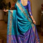 Ravishing Firozi Pure Zari Weaving Banarasi Silk Saree With Delightful Blouse Piece