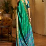 Ratatouille Green Pure Zari Weaving Banarasi Silk Saree With Snappy Blouse Piece