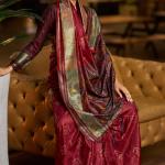 Stylish Maroon Pure Zari Weaving Banarasi Silk Saree With Surreptitious Blouse Piece