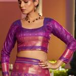Surpassing Purple Pure Zari Weaving Banarasi Silk Saree With Sensational Blouse Piece