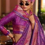 Surpassing Purple Pure Zari Weaving Banarasi Silk Saree With Sensational Blouse Piece