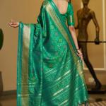 Rhapsodic Green Pure Zari Weaving Banarasi Silk Saree With Ethereal Blouse Piece