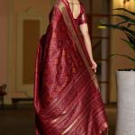 Gleaming Maroon Pure Zari Weaving Banarasi Silk Saree With Moiety Blouse Piece
