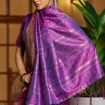 Woebegone Purple Pure Zari Weaving Banarasi Silk Saree With Ephemeral Blouse Piece
