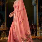 Extraordinary Peach Cotton Silk Saree With Glittering Blouse Piece