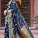 Ratatouille Navy Blue Paithani Silk Saree With Lagniappe Blouse Piece