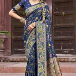 Ratatouille Navy Blue Paithani Silk Saree With Lagniappe Blouse Piece