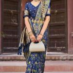Ratatouille Navy Blue Paithani Silk Saree With Lagniappe Blouse Piece